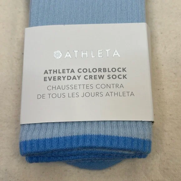 NWT Athleta Colorblock Everyday Crew Sock in Mist Blue Medium/Large Women’s New - Picture 2 of 7